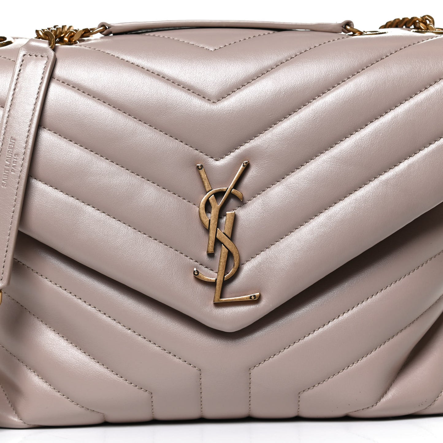 Calfskin Y Quilted Monogram Medium Loulou Chain Satchel Dark Beige