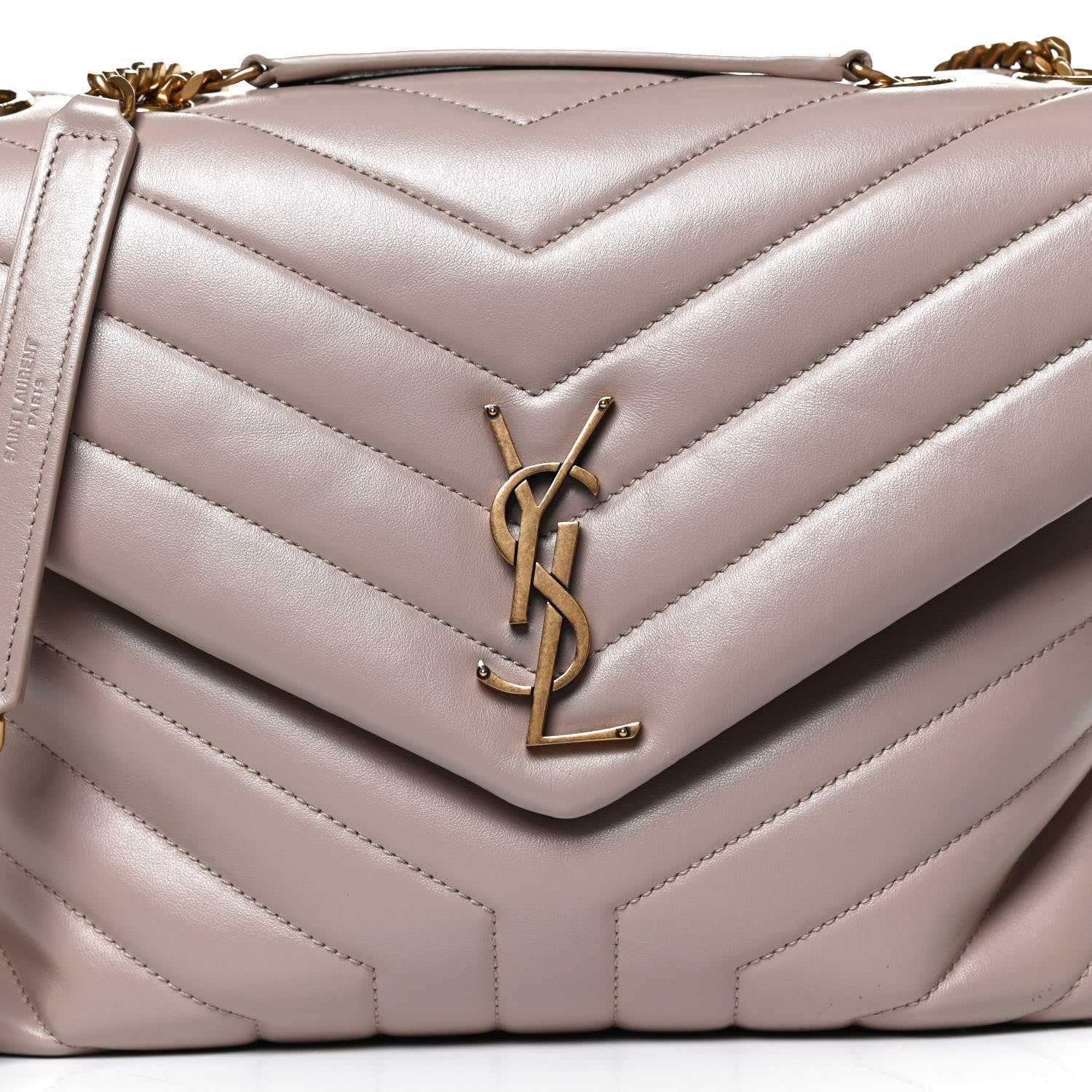 Saint Laurent Calfskin Y Quilted Monogram Medium Loulou Chain Satchel Dark Beige 8 of 13