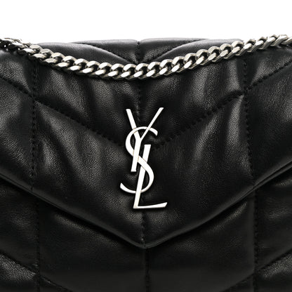 Saint Laurent Lambskin Quilted Toy Loulou Puffer Monogram Chain Satchel Black 8 of 10