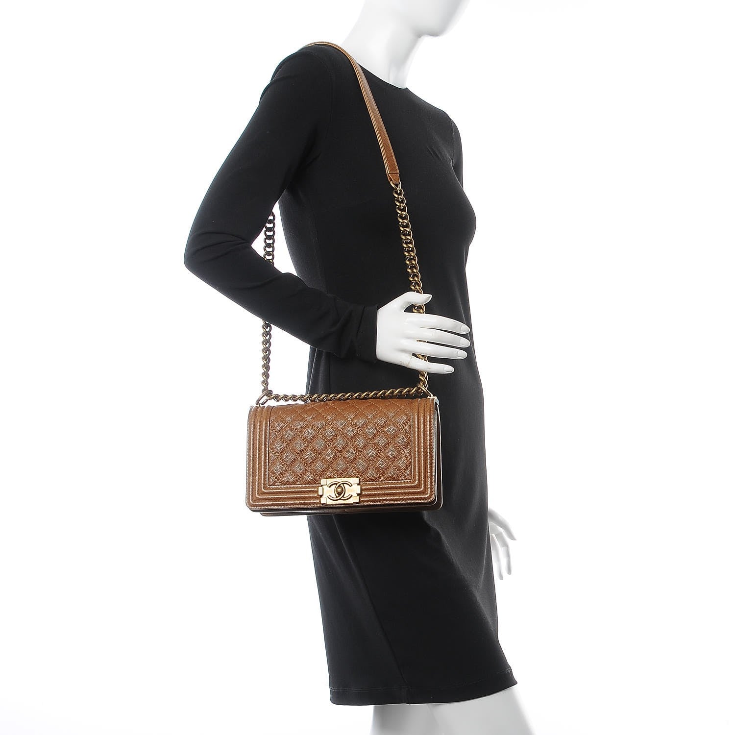 Chanel Caviar Quilted Medium Boy Flap Light Brown 2 of 9