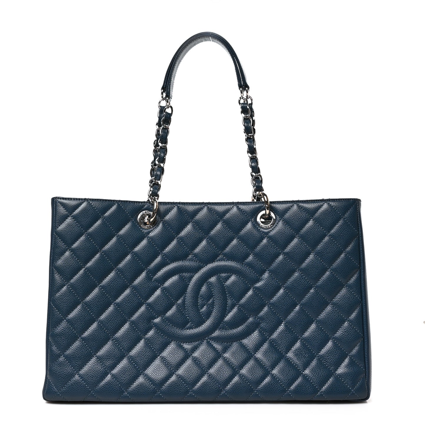 Caviar Quilted XL Grand Shopping Tote GST Dark Blue