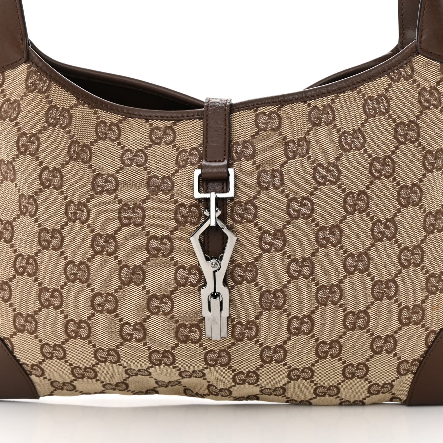 Monogram Lobster Clasp Jackie O Hobo Brown