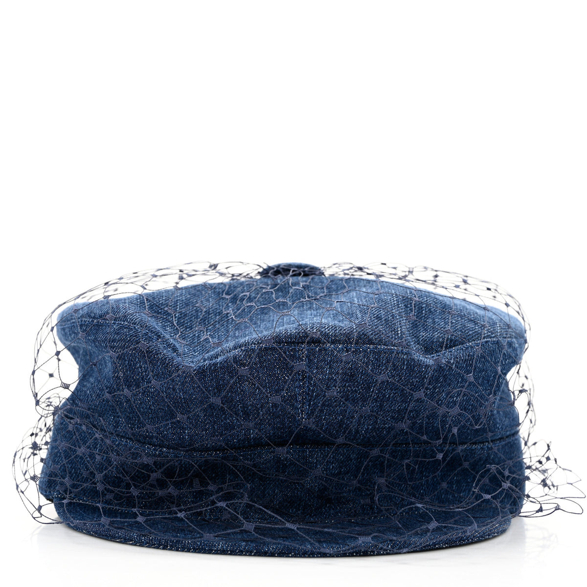 Christian Dior Denim Arty Cap with Veil 57 Blue 3 of 8