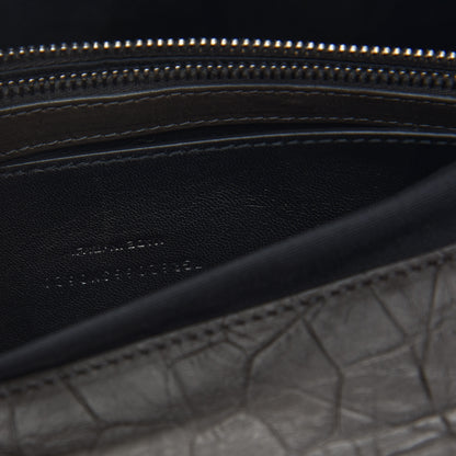 Saint Laurent Calfskin Crocodile Embossed Medium West Hollywood Monogram Fold-Over Grey 7 of 9