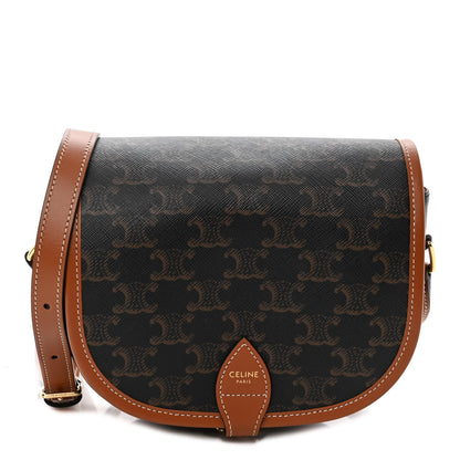 Celine Triomphe Canvas Medium Folco Bag Tan 1 of 9