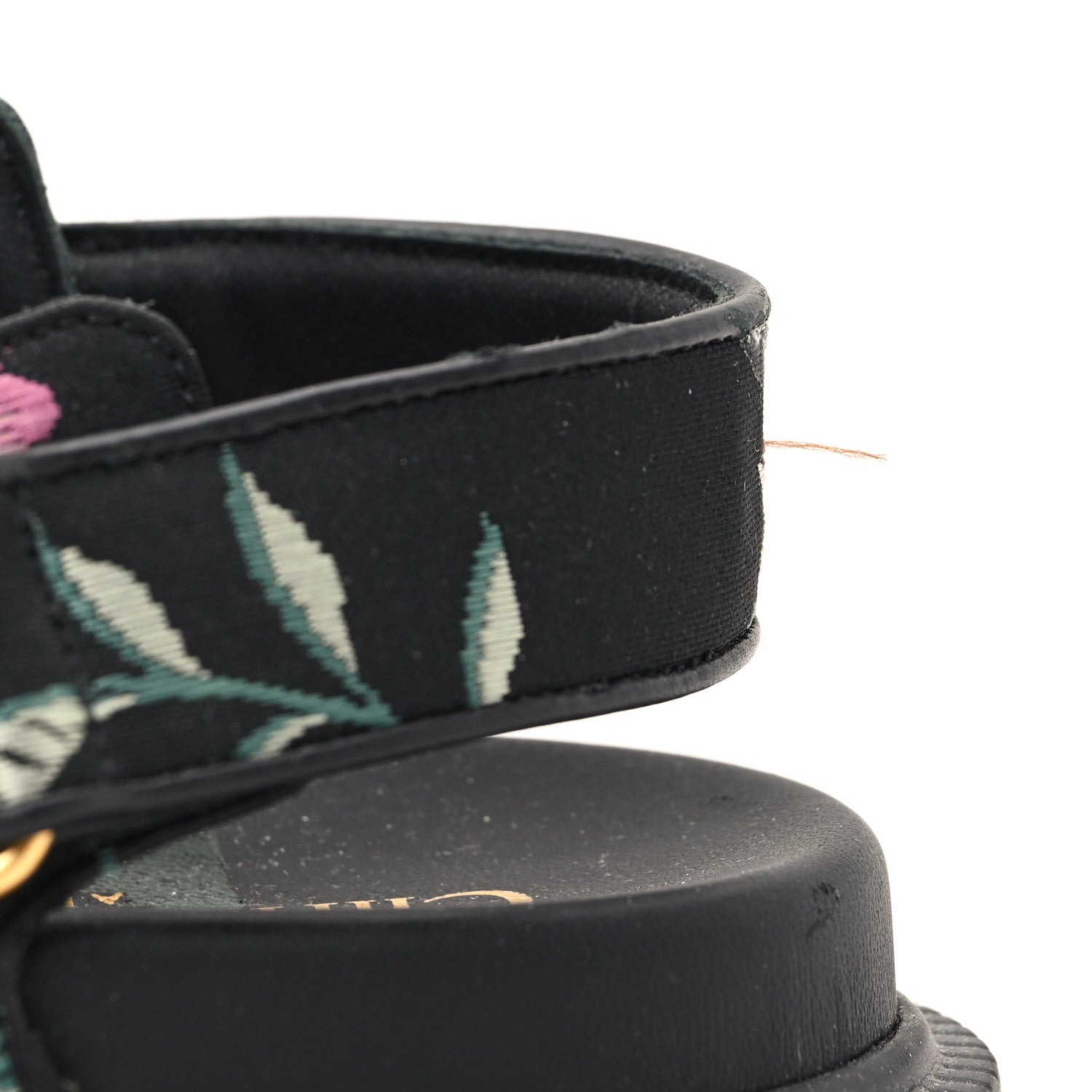 Christian Dior Technical Fabric Petites Fleurs Print Dioract Sandals 36.5 Black Multicolor 9 of 9