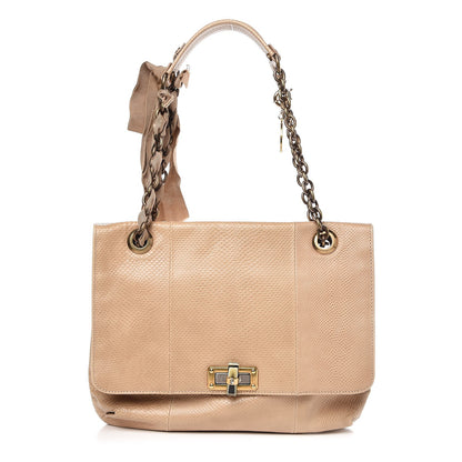 Lanvin Lizard Medium Happy Shoulder Bag Beige 1 of 7