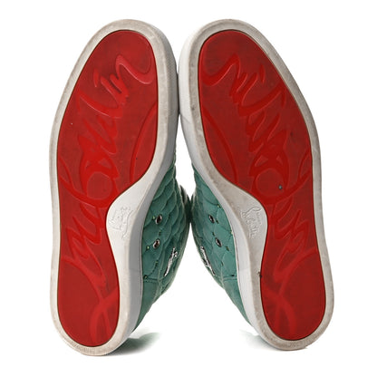 Christian Louboutin Calfskin Suede Quilted Crystal High Top Flat Sneakers 40 5 of 7
