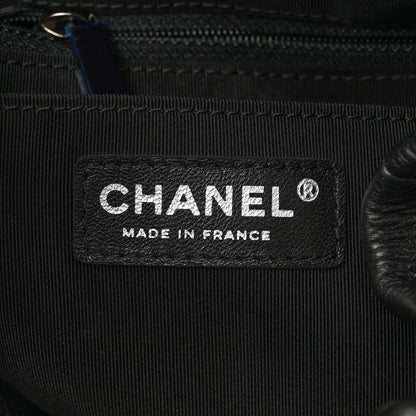 Chanel Deerskin Chevron Large CC Chain Bucket Drawstring Bag Black 6 of 8