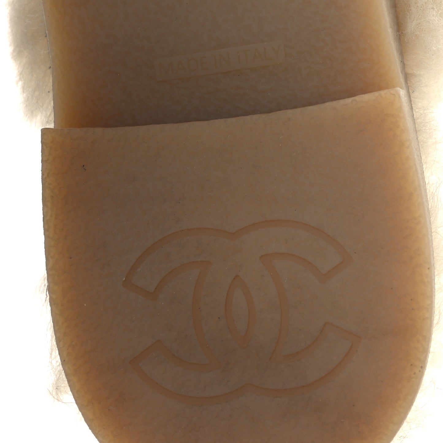 Suede Shearling CC Cap Toe Mules 38.5 Beige Black