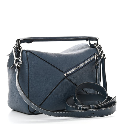 Loewe Grained Calfskin Small Puzzle Shoulder Bag Dark Blue 2 of 9