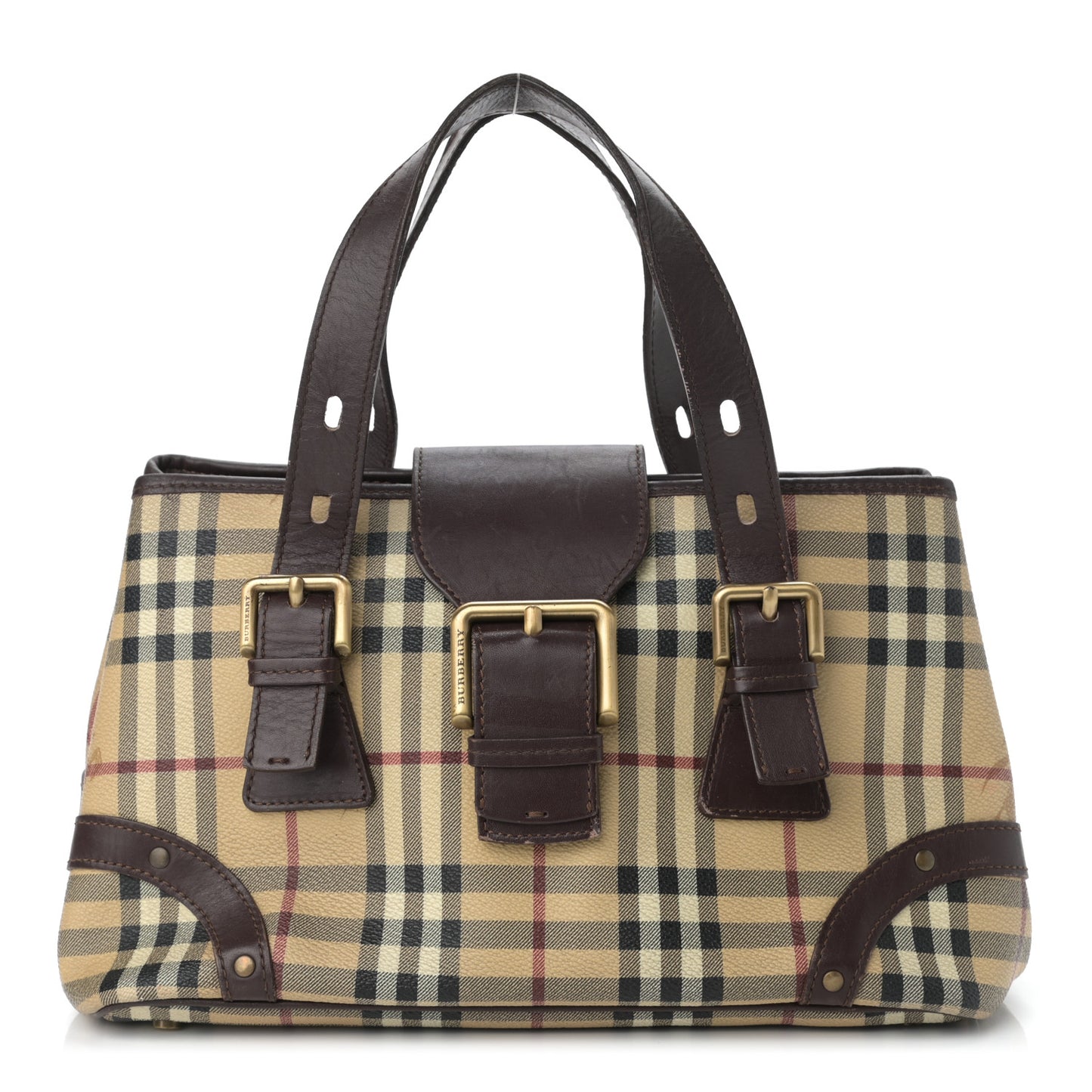 Haymarket Check Buckle Satchel Chocolate