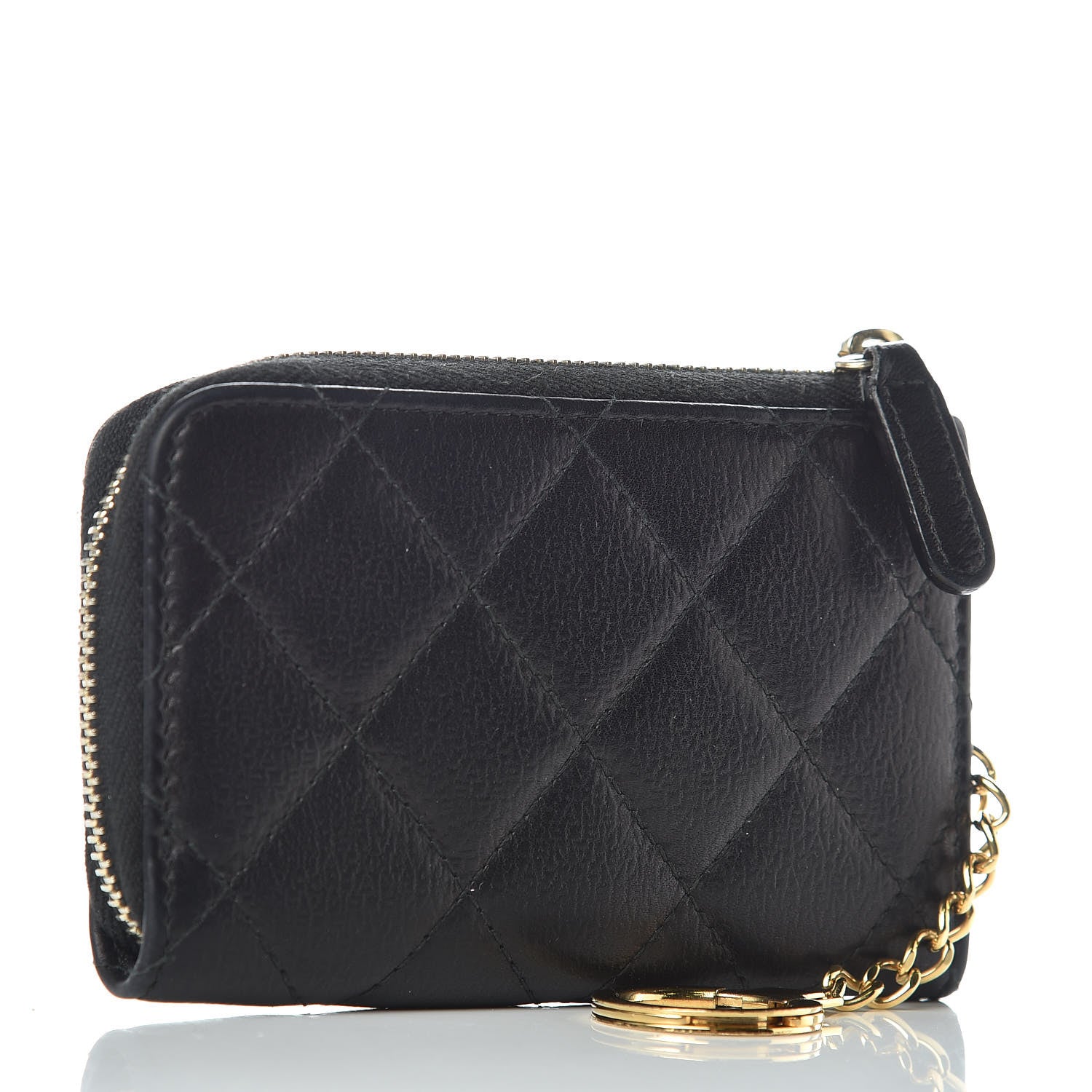 Chanel Letter Calfskin Embossed Quilted Key Holder Case Black 3 of 7