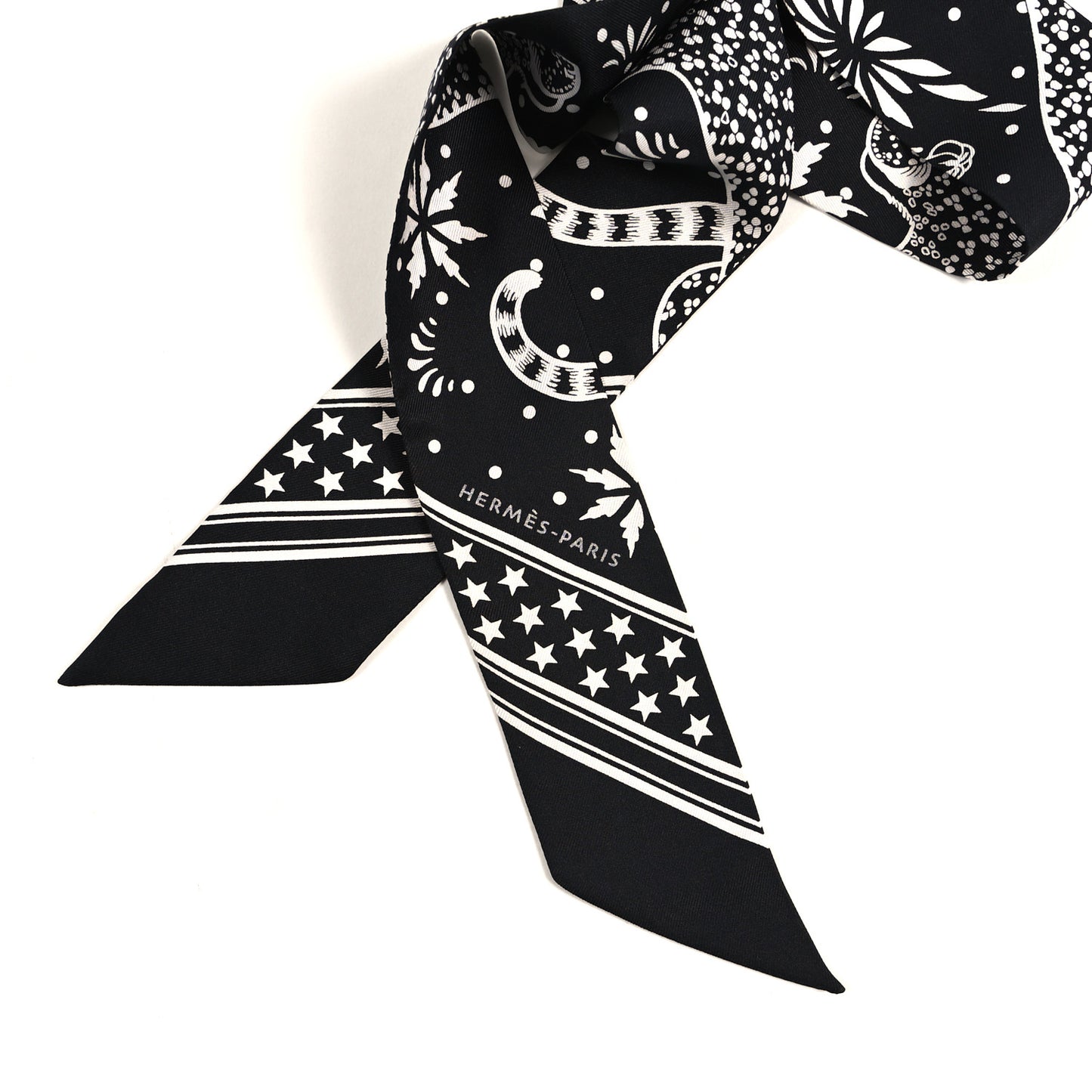 Silk Les Leopards Twilly Black White