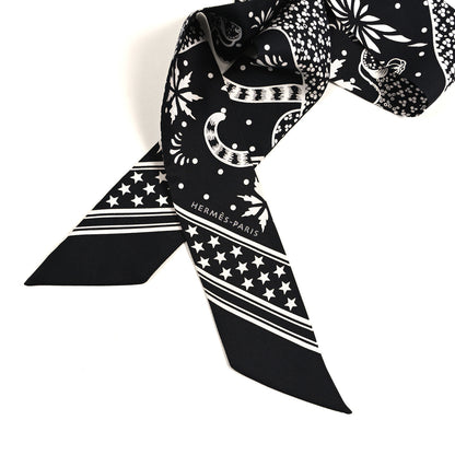 Hermes Silk Les Leopards Twilly Black White 3 of 5