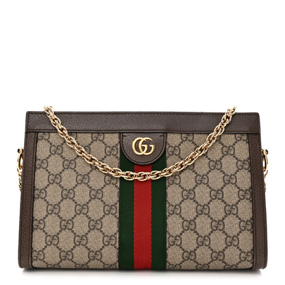 Gucci GG Supreme Monogram Web Small Ophidia Chain Shoulder Bag Brown 1 of 15