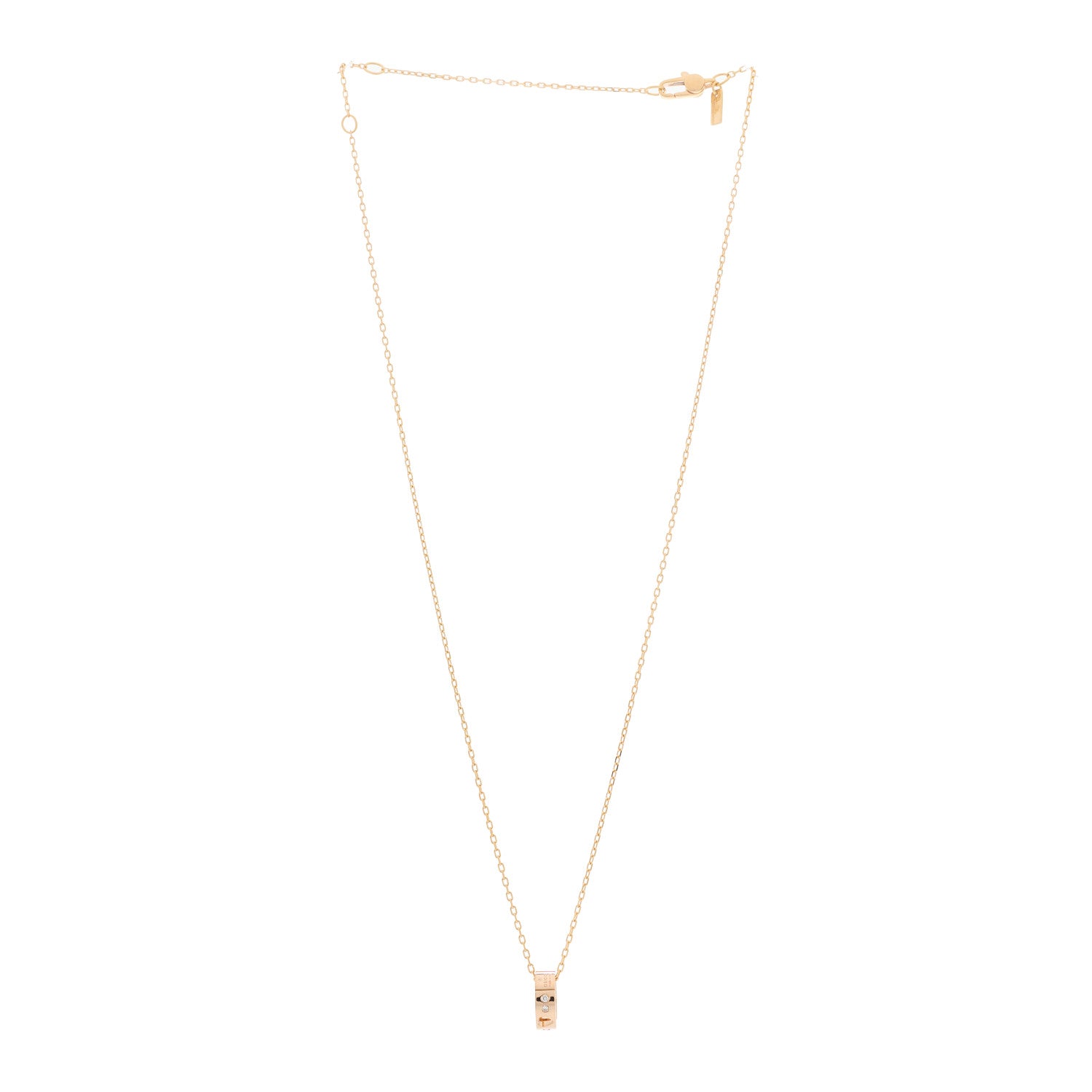 Gucci 18K Rose Gold Diamond Icon Amore Pendant Necklace 2 of 5