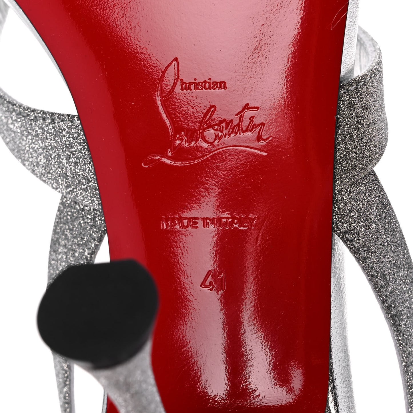 Glitter Calfskin Taralita 85 Thong Sandals 41 Silver