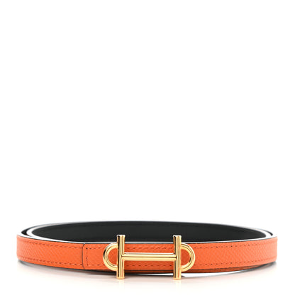 Hermes Swift Epsom 13mm Gamma Belt 75 Black Orange 3 of 8
