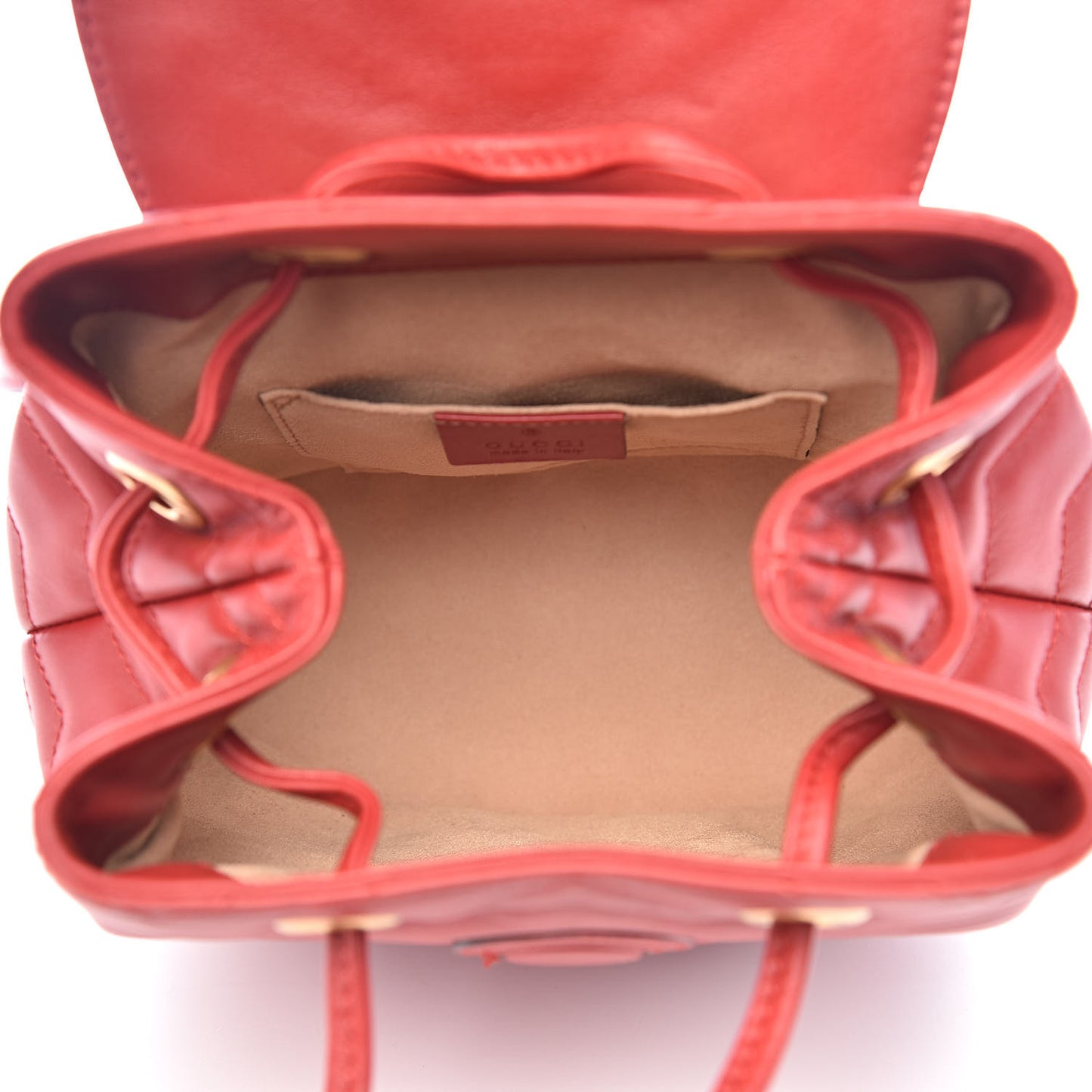 Calfskin Matelasse GG Marmont Flap Backpack Hibiscus Red