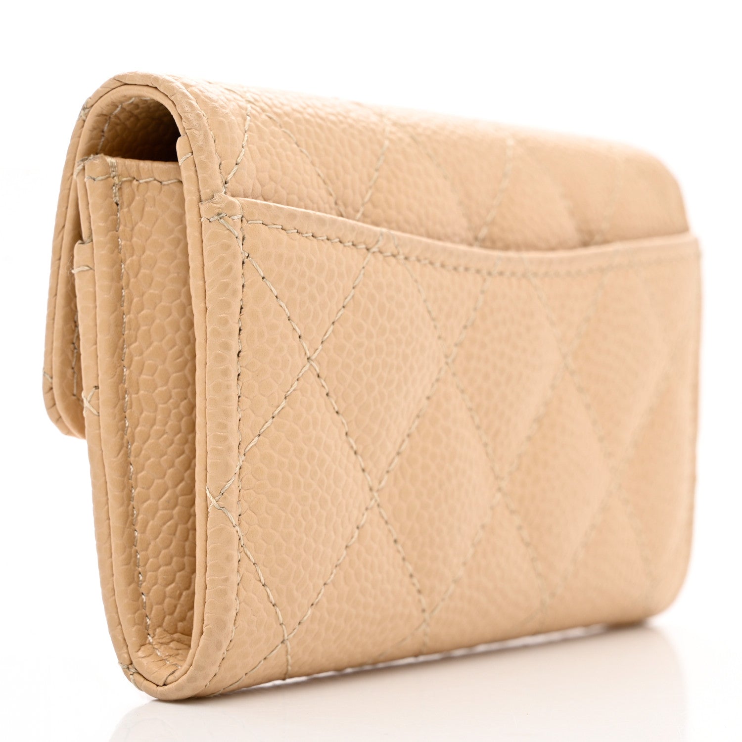 Chanel Caviar Quilted Flap Card Holder Wallet Beige 3 of 10