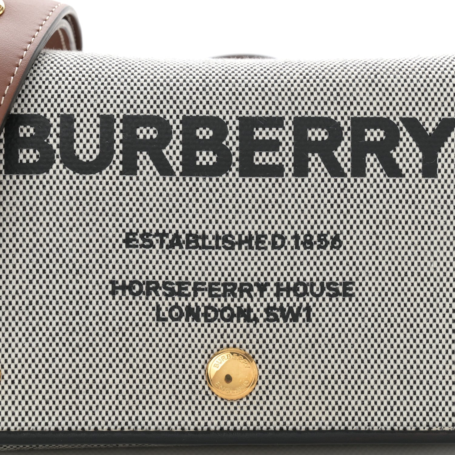 Burberry Cotton Canvas Horseferry Print Small Crossbody Bag Grey Tan 8 of 10