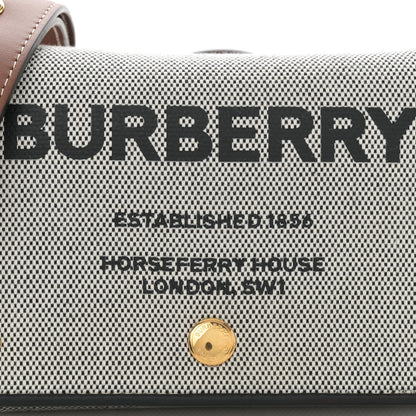 Burberry Cotton Canvas Horseferry Print Small Crossbody Bag Grey Tan 8 of 10