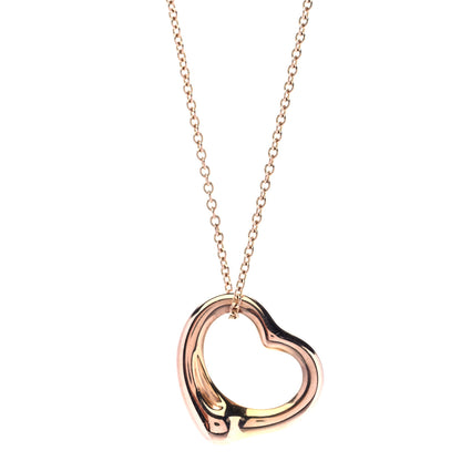 Tiffany 18K Rose Gold 16mm Elsa Peretti Open Heart Pendant Necklace 1 of 7