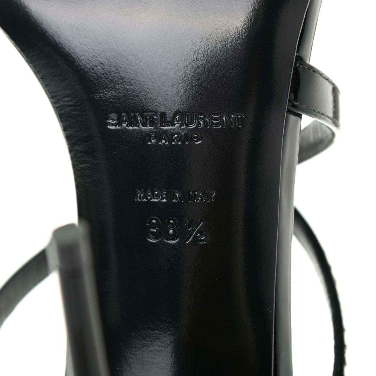 Patent Calfskin Crystal Paris Sandals 38.5 Black