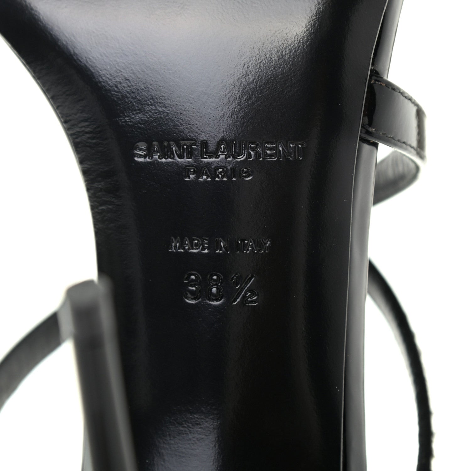 Saint Laurent Patent Calfskin Crystal Paris Sandals 38.5 Black 6 of 7