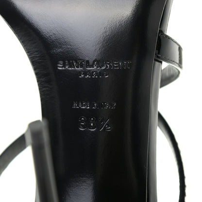 Saint Laurent Patent Calfskin Crystal Paris Sandals 38.5 Black 6 of 7