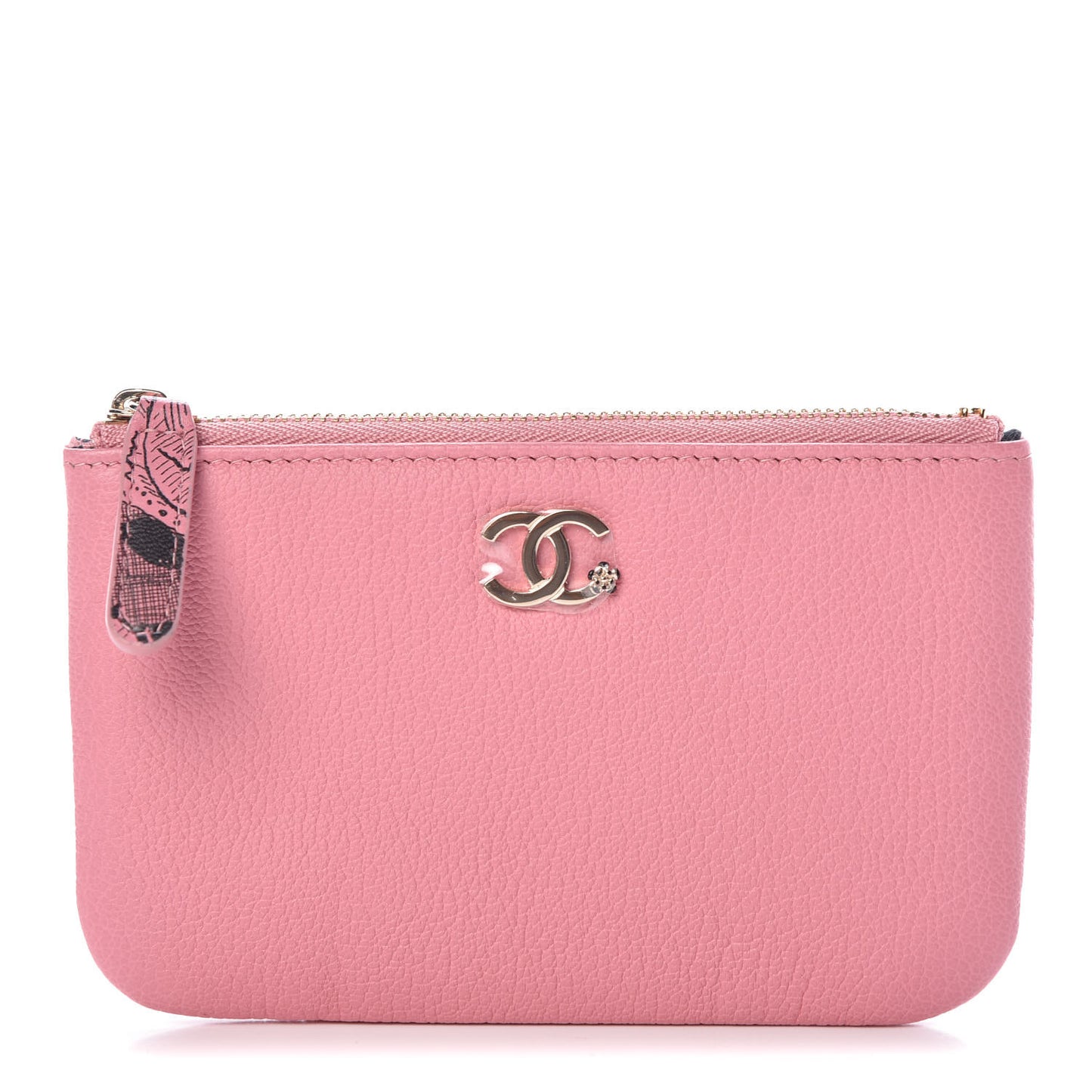 Goatskin Small CC Clover Cosmetic Case Pink
