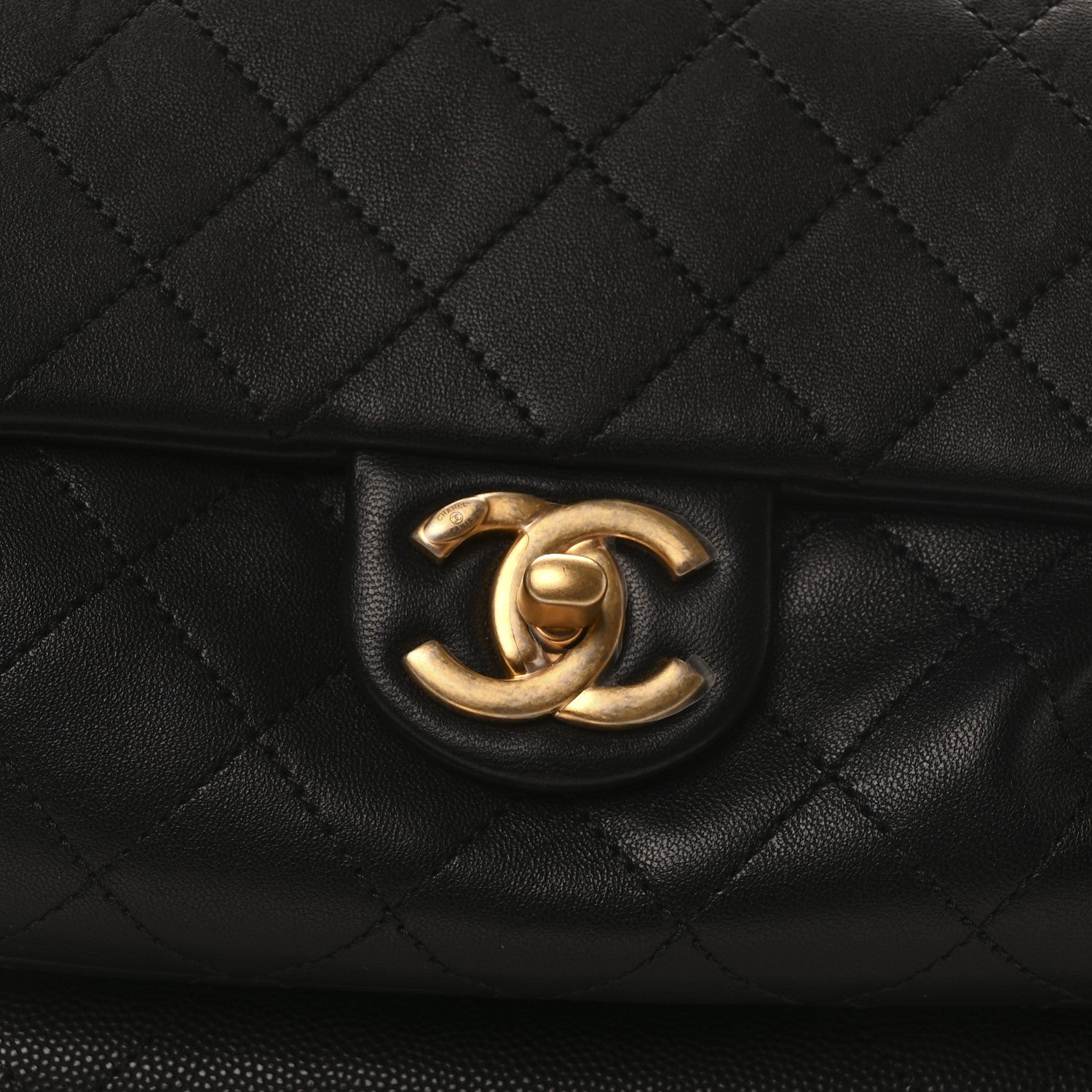 Chanel Grained Calfskin Lambskin Quilted Large Bowling Bag Black