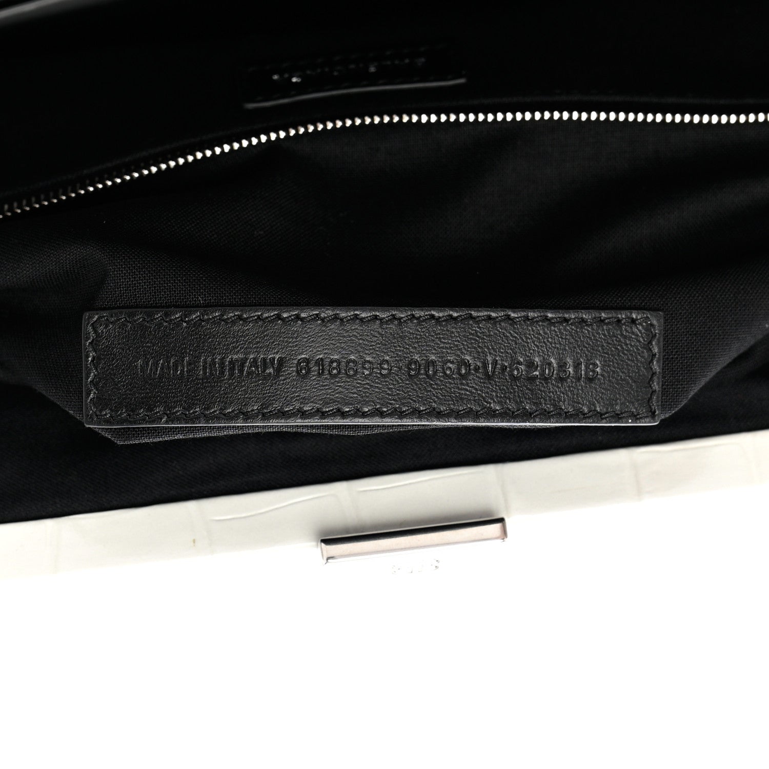 Balenciaga Shiny Supple Calfskin Logo Crocodile Embossed XL Cloud Clutch White 7 of 11