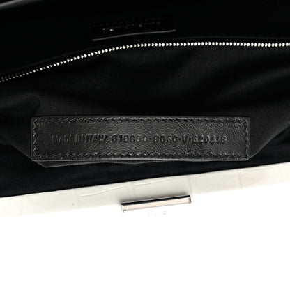 Balenciaga Shiny Supple Calfskin Logo Crocodile Embossed XL Cloud Clutch White 7 of 11