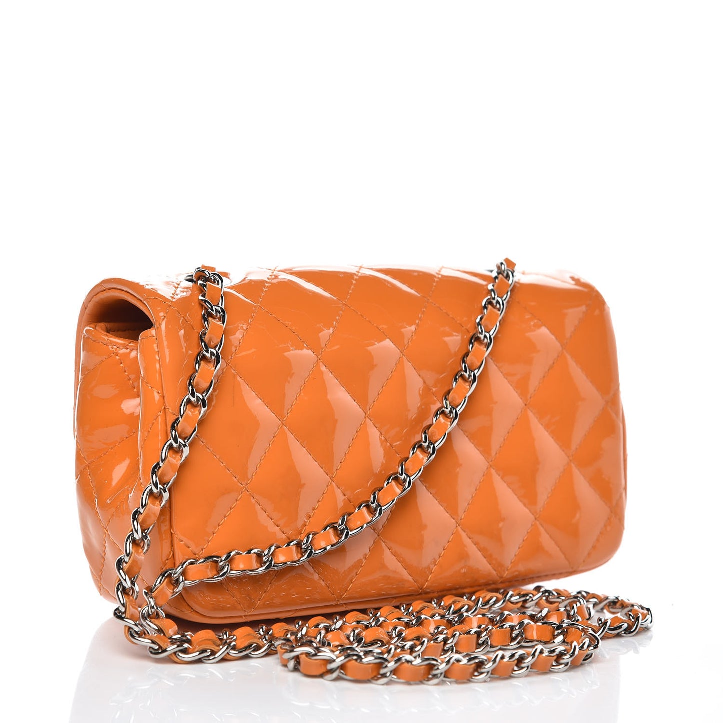 Patent Quilted Extra Mini Flap Light Orange