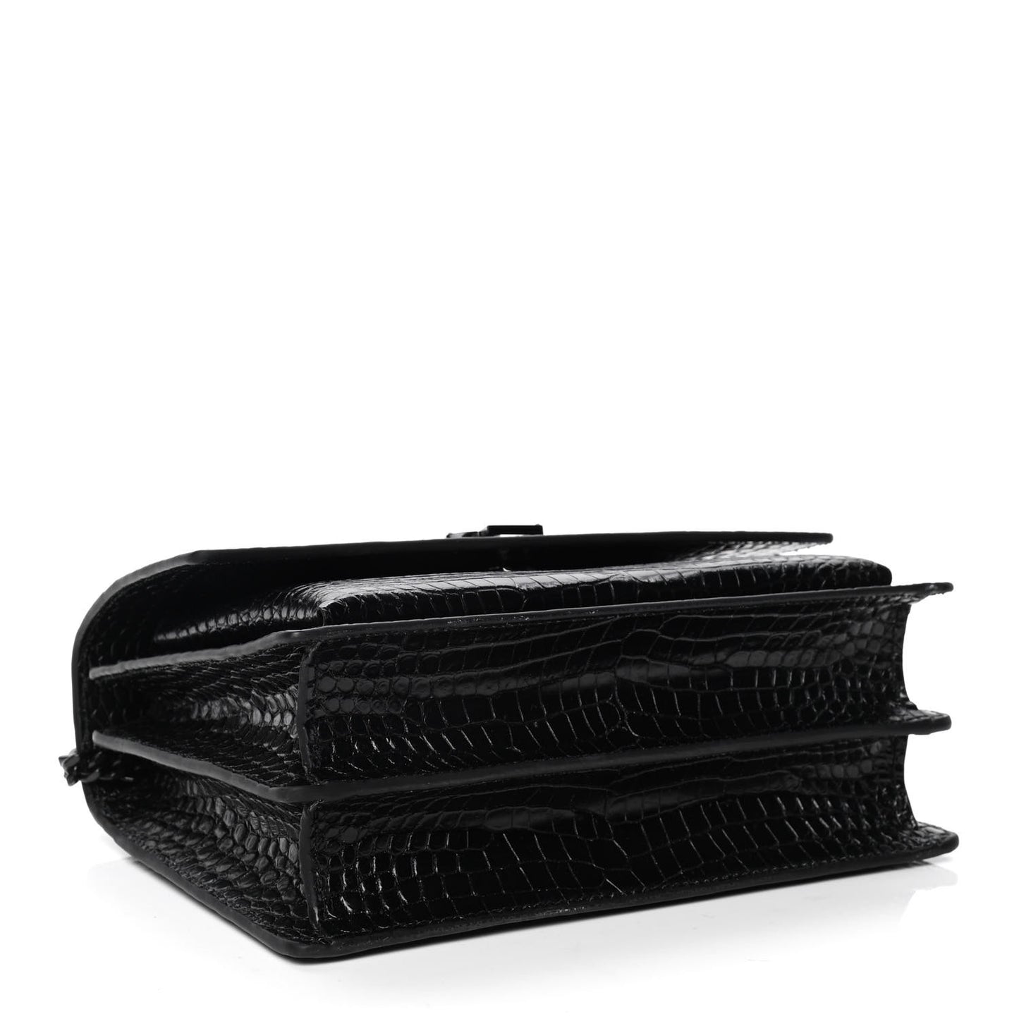 Calfskin Crocodile Embossed Medium Monochrome Monogram Sunset Black