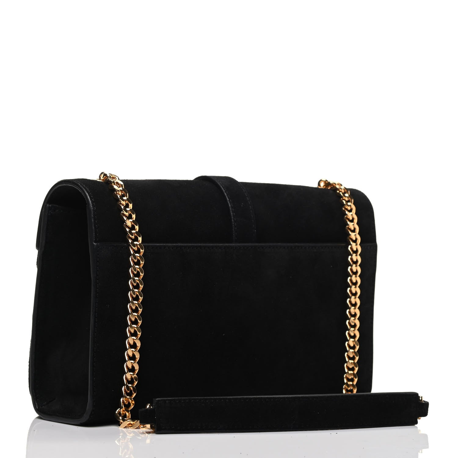 Saint Laurent Suede Fringe Small Monogram Satchel Black 3 of 8