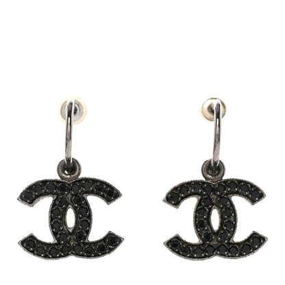 Chanel Crystal CC Dangle Earrings Black 1 of 5