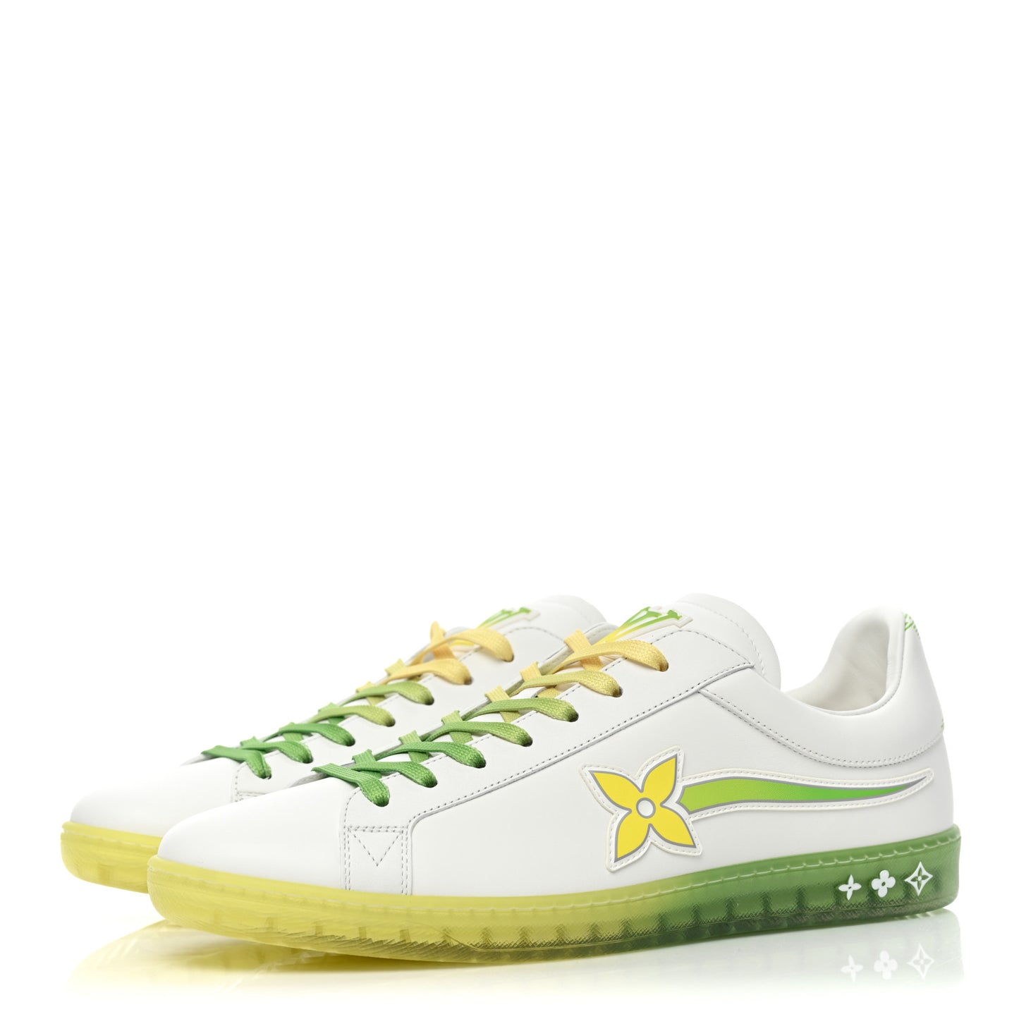 Calfskin Mens Luxembourg Samothrace Sneakers 9 White Yellow Green