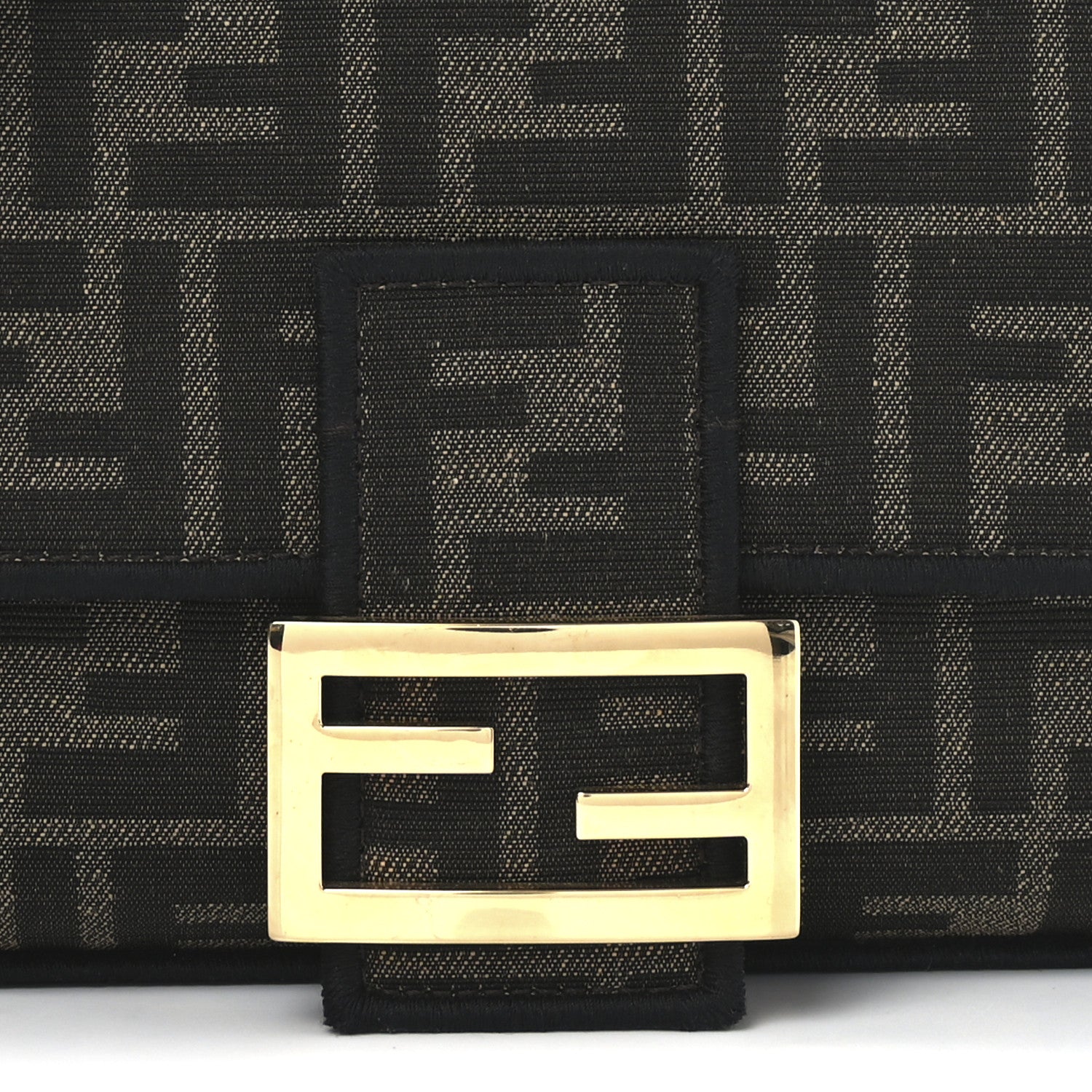 Fendi Fabric Jacquard FF 1974 Medium Baguette Tobacco Moro Black 8 of 10