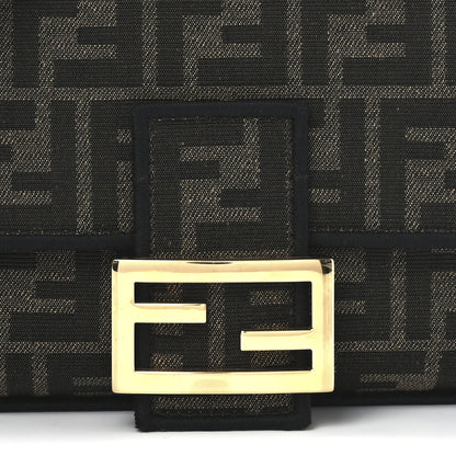 Fendi Fabric Jacquard FF 1974 Medium Baguette Tobacco Moro Black 8 of 10