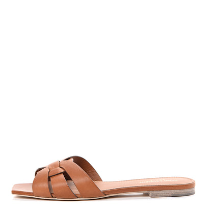 Saint Laurent Calfskin Tribute 05 Slide Sandals 39.5 Amber 1 of 11