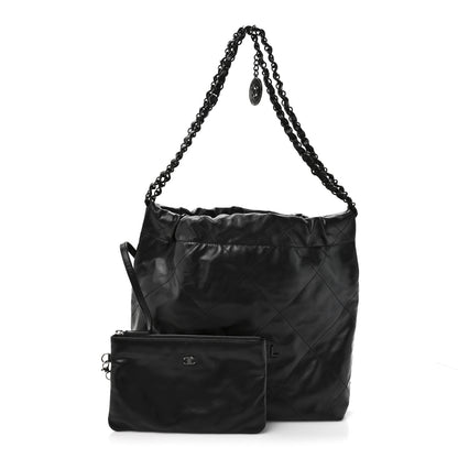 Chanel Shiny Calfskin Quilted Small Chanel 22 So Black 4 of 21