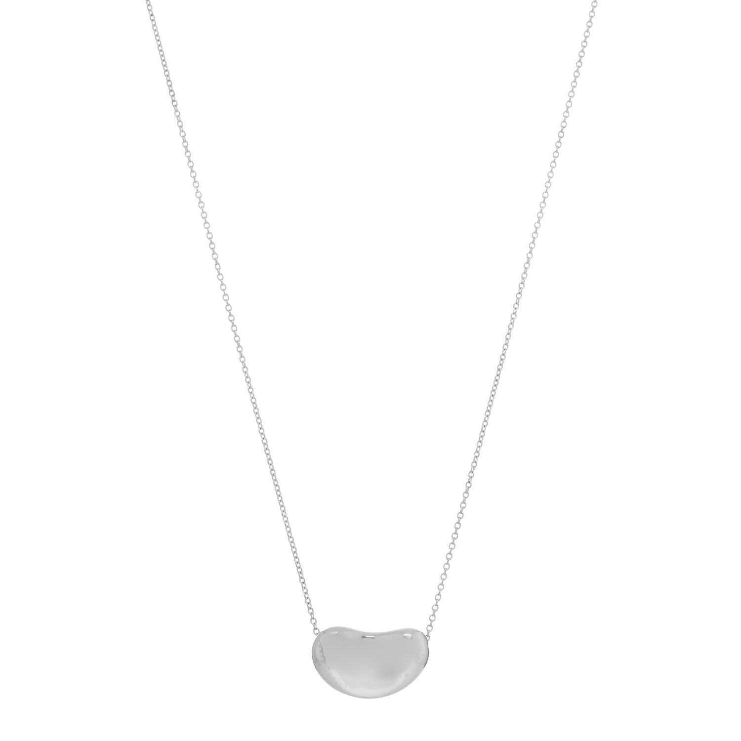 Tiffany Sterling Silver 19mm Elsa Peretti Bean Pendant Necklace 1 of 4
