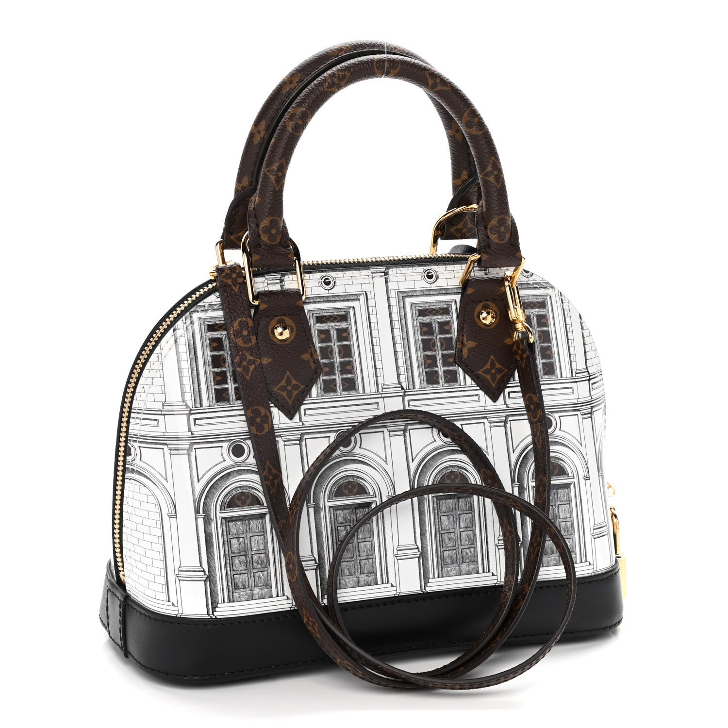 Louis Vuitton X FORNASETTI Calfskin Architettura Alma BB Black White 3 of 12