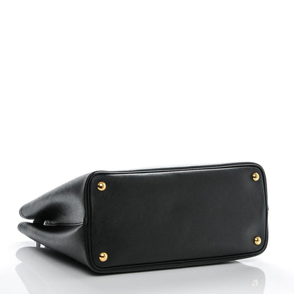 Prada Saffiano Cuir Medium Double Bag Black Fuoco 4 of 7