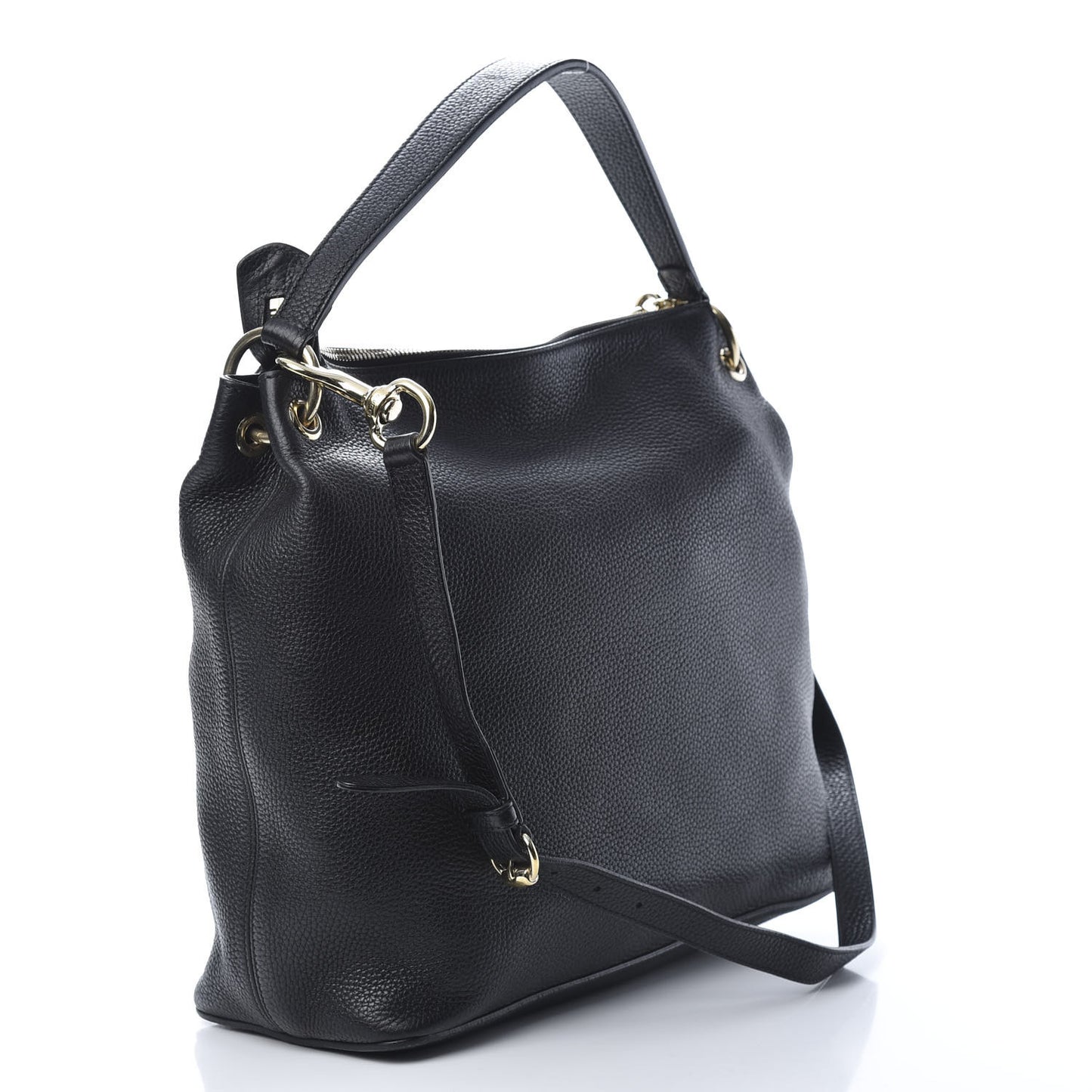 Pebbled Calfskin Large Soho Hobo Black