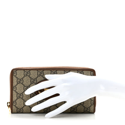 Gucci GG Supreme Monogram Azalea Calfskin Horsebit 1955 Zip Around Wallet Beige Ebony Brown Sugar 2 of 9
