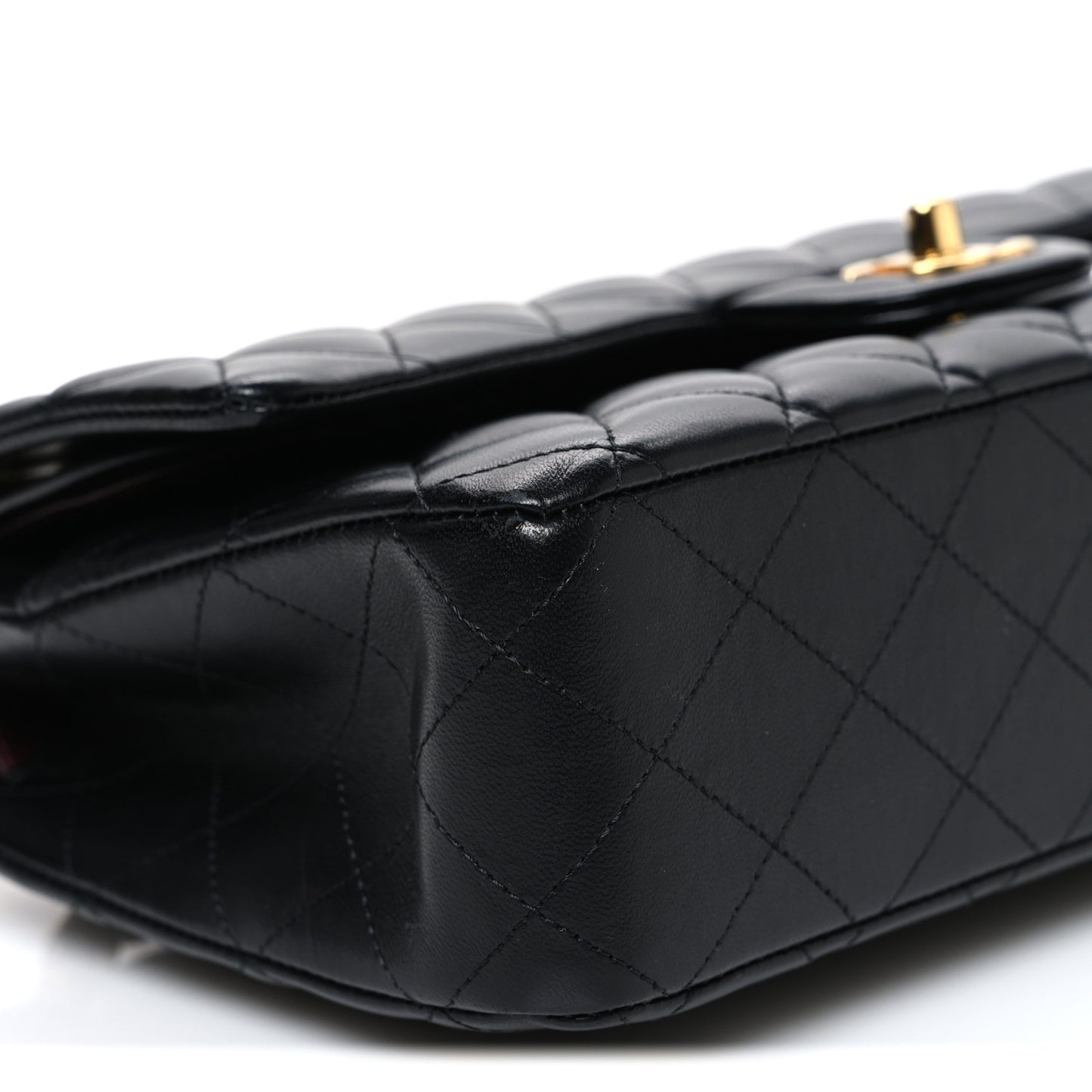Lambskin Quilted Medium Double Flap Black